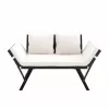 Bancă de grădină, din polyrattan, negru și crem, 176 x 56 x 81 cm
