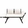 Bancă de grădină, din polyrattan, negru și crem, 176 x 56 x 81 cm