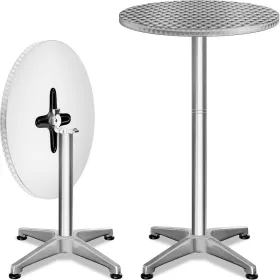 Masă de grădină pliabilă, din aluminiu, argintie, 60 cm