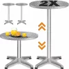 Masă de grădină ajustabilă, din aluminiu, argintie, 60 cm