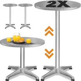   Masă de grădină ajustabilă, din aluminiu, argintie, 60 cm