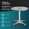 Masă de grădină ajustabilă, din aluminiu, argintie, 60 cm