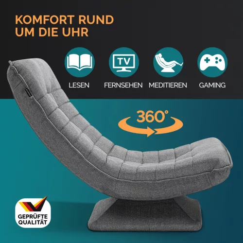 Fotoliu relaxant, material textil, gri