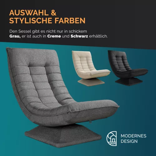 Fotoliu relaxant, material textil, gri