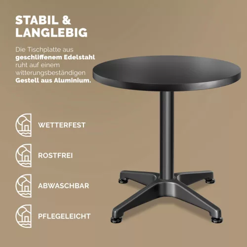 Masă de lucru ajustabilă, din aluminiu, neagră, 60 cm, 70/115 cm