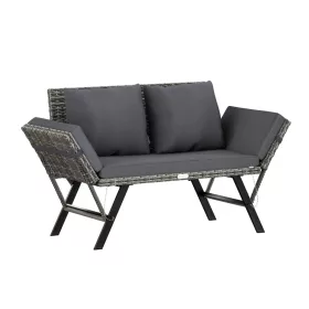   Bancă de grădină, din polyrattan, pentru exterior, gri, 176 x 56 x 81 cm