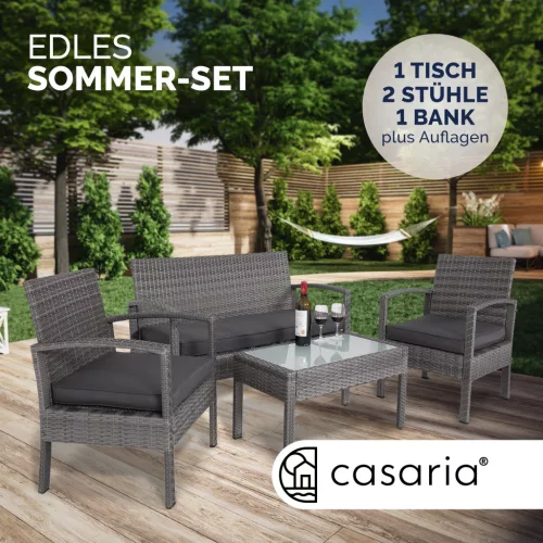 Set de mobilier de grădină din poliratan, 4 piese, gri/antracit, 76 x 40 x 41 cm