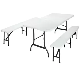   Set de mobilier de grădină din plastic, alb, 76 x 180 x 73 cm