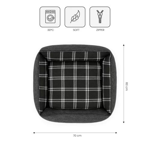 Pat pentru câini premium britanic, M 70x60 cm