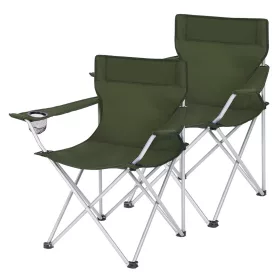   Scaun de camping, pliabil, 2 buc., cu cotiere, suport pentru pahar, 84 x 52 x 81 cm