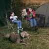 Scaun de camping, pliabil, cu cotiere, tetieră, negru, 81 x 70 x 91 cm