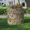 Coș gabion rotund, plasă metalică, rețea groasă, 90x70x80 cm