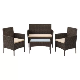   Set de mobilier de grădină, canapea de terasă, poliratan, maro, 58 x 49 x 85 cm
