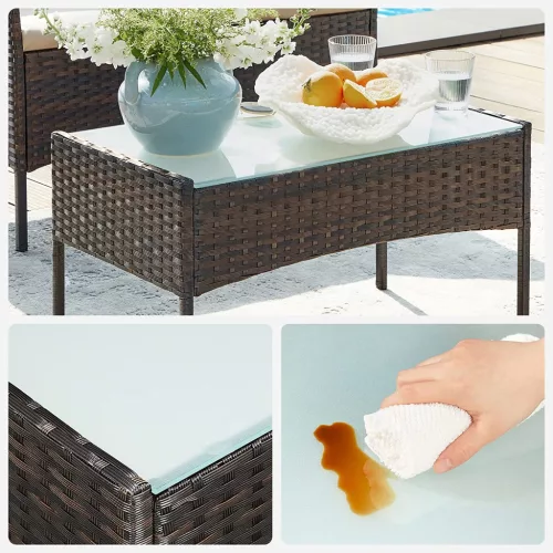 Set de mobilier de grădină, canapea de terasă, poliratan, maro, 58 x 49 x 85 cm