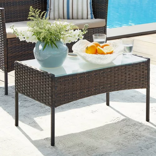 Set de mobilier de grădină, canapea de terasă, poliratan, maro, 58 x 49 x 85 cm