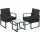 Set mobilier de grădină, poliratan, 2 scaune și 1 masă, negru, 59 x 57 x 76 cm