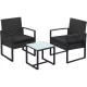 Set mobilier de grădină, poliratan, 2 scaune și 1 masă, negru, 59 x 57 x 76 cm