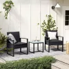 Set mobilier de grădină, poliratan, 2 scaune și 1 masă, negru, 59 x 57 x 76 cm