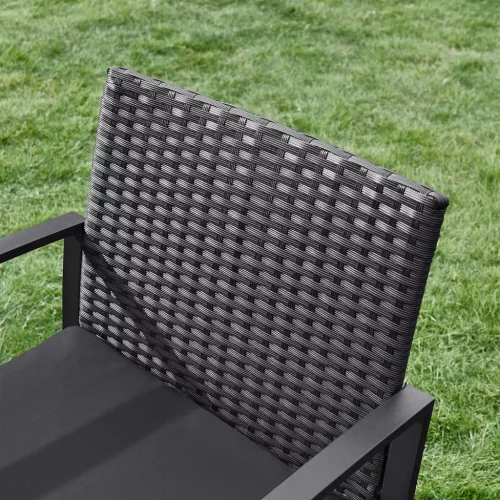 Set mobilier de grădină, poliratan, 2 scaune și 1 masă, negru, 59 x 57 x 76 cm