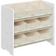 Raft de depozitare jucării pentru camera copiilor, cu 9 sertare din material textil, alb nor 30x63x60cm