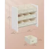 Raft de depozitare jucării pentru camera copiilor, cu 9 sertare din material textil, alb nor 30x63x60cm