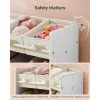 Raft de depozitare jucării pentru camera copiilor, cu 9 sertare din material textil, alb nor 30x63x60cm