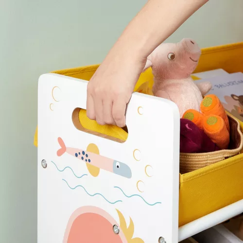Organizator de jucării, raft de depozitare cu 12 cutii din textil, alb 83x38x78 cm