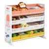 Organizator de jucării, raft de depozitare cu 12 cutii din textil, alb 83x38x78 cm