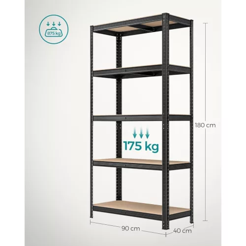 Raft, capacitate de încărcare 875 kg per raft, negru 180x90x40cm