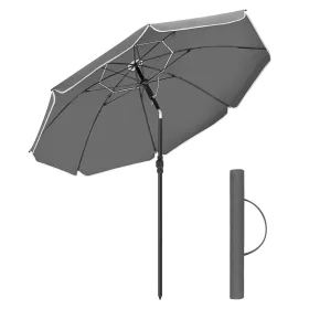   Umbrelă de soare, 1,6 m, UPF 50+, portabilă, înclinabilă, gri