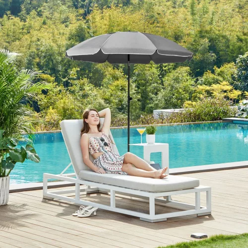 Umbrelă de soare, 1,6 m, UPF 50+, portabilă, înclinabilă, gri