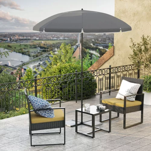 Umbrelă de soare, 1,6 m, UPF 50+, portabilă, înclinabilă, gri