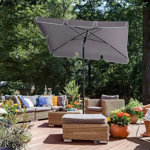 Umbrelă de balcon, 1,8x1,25 m, protecție UPF 50+, rabatabilă, gri