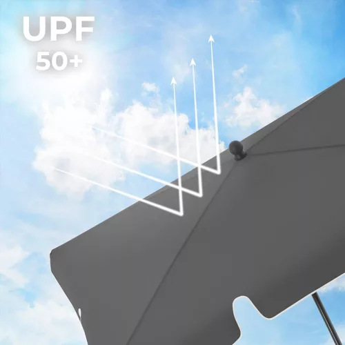 Umbrelă de balcon, 1,8x1,25 m, protecție UPF 50+, rabatabilă, gri