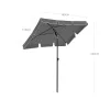 Umbrelă de balcon, 1,8x1,25 m, protecție UPF 50+, rabatabilă, gri