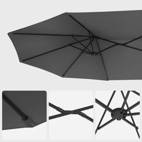 Umbrelă de terasă, cu două fețe, 460x270 cm, UPF 50+, gri