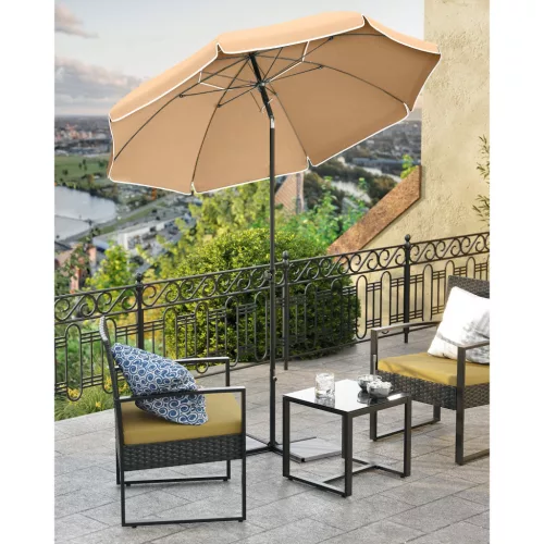 Umbrelă de soare, 1,6 m, UPF 50+, portabilă, rabatabilă, maro