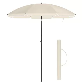   Umbrelă de soare, 1,6 m, UPF 50+, portabilă, înclinabilă, naturală
