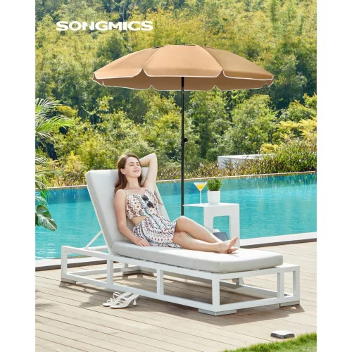 Umbrelă de soare, 2 m, gri taupe, UPF 50+, protecție solară, portabilă, octogonală