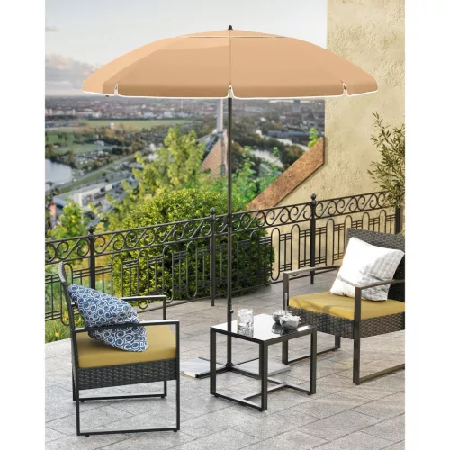 Umbrelă de soare, 2 m, gri taupe, UPF 50+, protecție solară, portabilă, octogonală