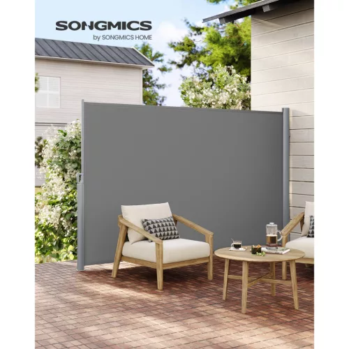 Copertină laterală pentru terasă, paravan de intimitate, gri, 180 x 350 cm