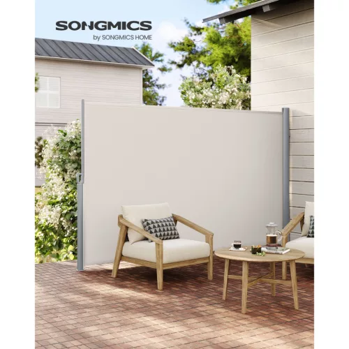 Copertină laterală pentru terasă, paravan de intimitate, bej, 280 g/m² 200 x 350 cm
