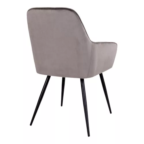 2 scaune de sufragerie Harbo, catifea, culoare maro, cu picioare negre