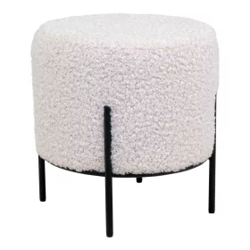 Puf Alford, puf teddy, alb, cu picioare negre