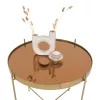 Masă de cafea Venezia, sticlă, oțel culoare alamă 48x48cm