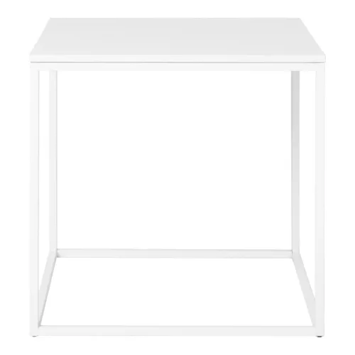 Măsuță depozitare, design modern, cadru alb, 45 x 45 x 45 cm