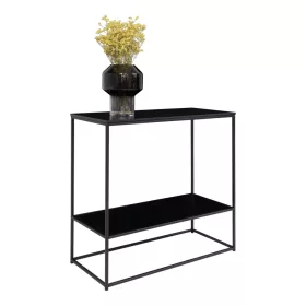 Masă consolă cu 2 rafturi, neagră 80x36x80cm