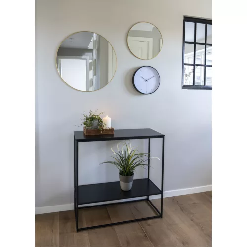 Masă consolă cu 2 rafturi, neagră 80x36x80cm