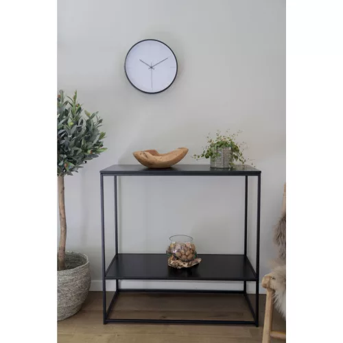 Masă consolă cu 2 rafturi, neagră 80x36x80cm