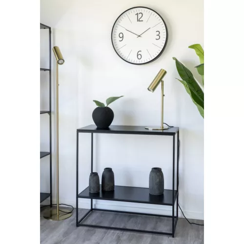 Masă consolă cu 2 rafturi, neagră 80x36x80cm